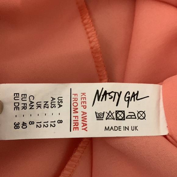 NASTYGAL Pleated High Waist Mid Skirt Peachy elegant m semi formal flare sz 8 - Picture 6 of 10